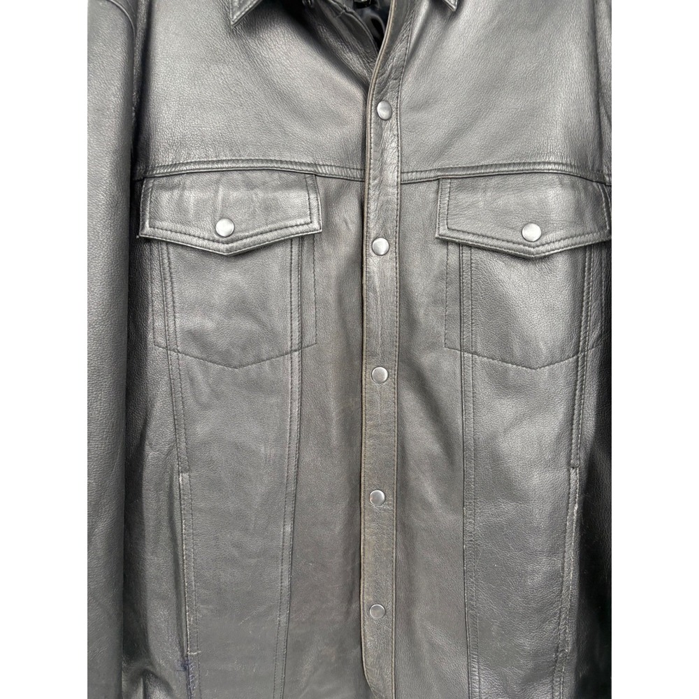 First Classics Authentic Riding Gear Leather Jacket XL Black Snap Front - Picture 4 of 9